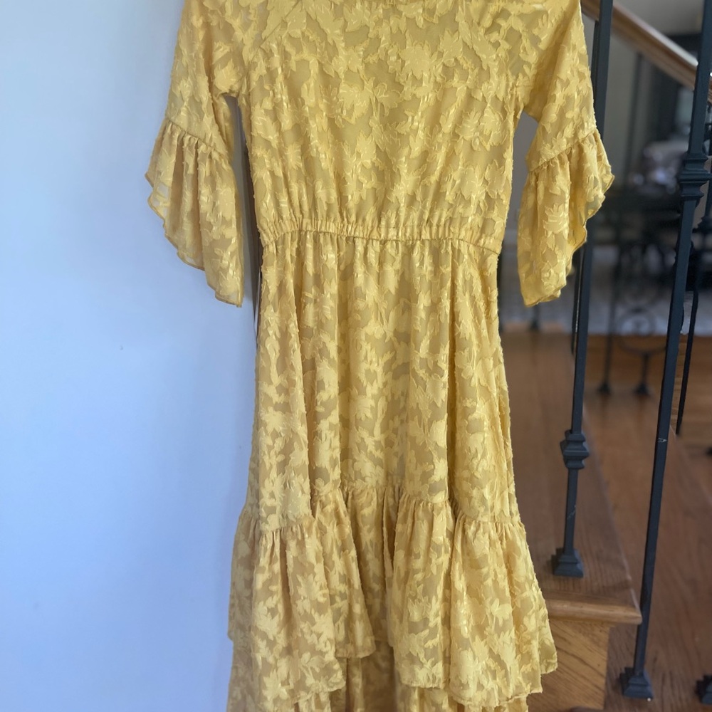 Joyfolie Gold Ruffled Tiered Sundress